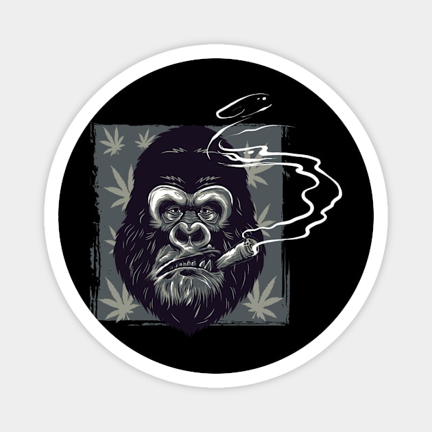 smoking gorilla Magnet by BK55